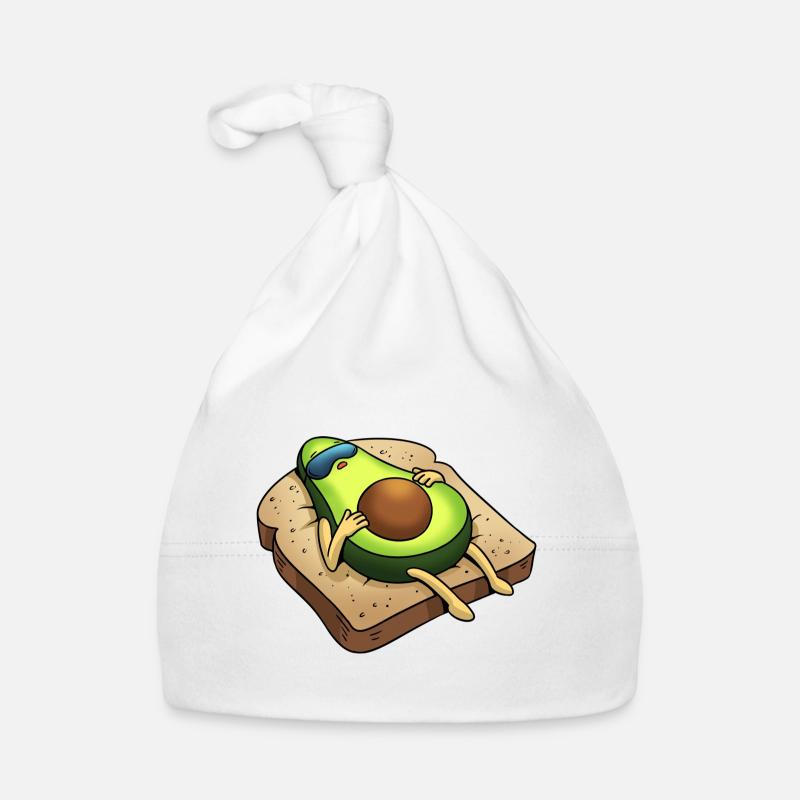 Avocado auf einer Toastscheibe - Baby Bio-Mütze - Weiß