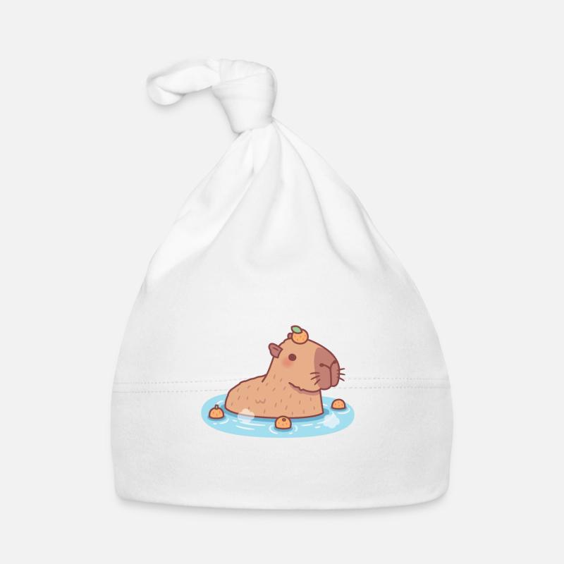 Süßes Capybara chillt in heißer Quelle Baby Bio-Mütze
