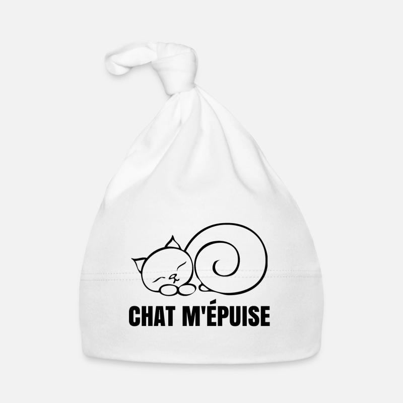 Chat m'épuise - Chat Humour Bonnet bio Bébé