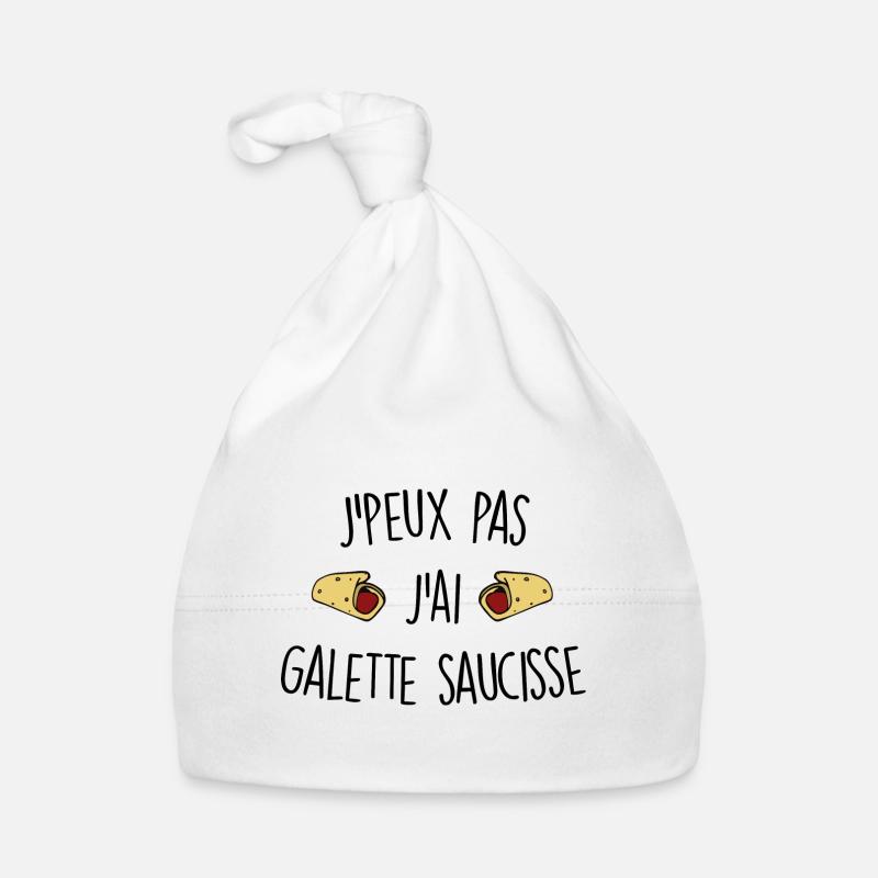 J'peux pas j'ai galette saucisse - Bonnet bio Bébé - blanc