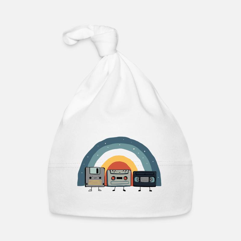 Vintage 90s Technology Old Gadgets TShirt Organic Baby Cap