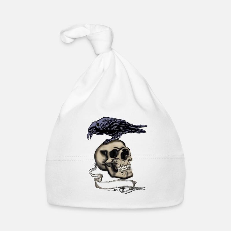 Tête de corbeau - Bonnet bio Bébé - blanc