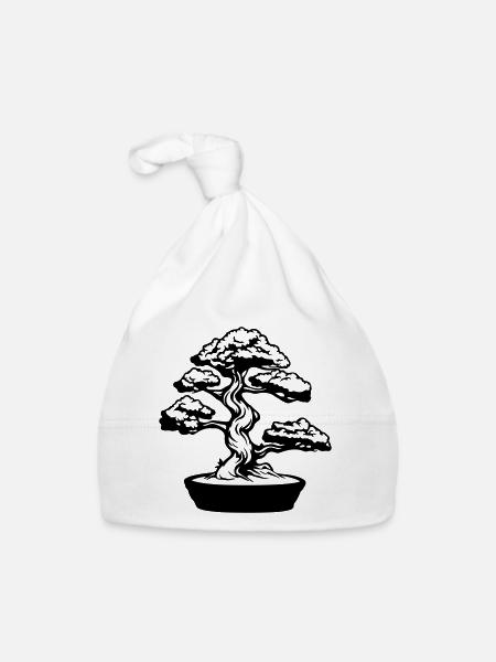 Tree Bonsai Symbol - Organic Baby Cap - white - Front