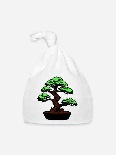 Tree Bonsai Symbol - Organic Baby Cap - white - Front