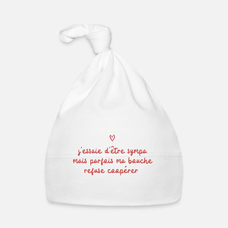 sympa mais parfois ma bouche refuse de coopérer - Bonnet bio Bébé - blanc
