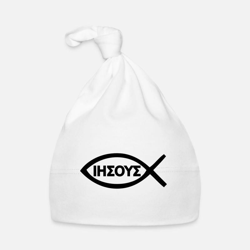 Chrétiens Jesus Poisson Symbole - Bonnet bio Bébé - blanc