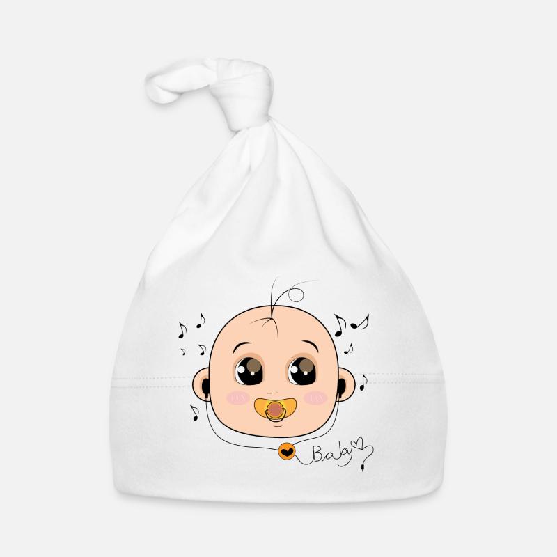 Bébé avec cadeau de musique de sucette casque - Bonnet bio Bébé - blanc