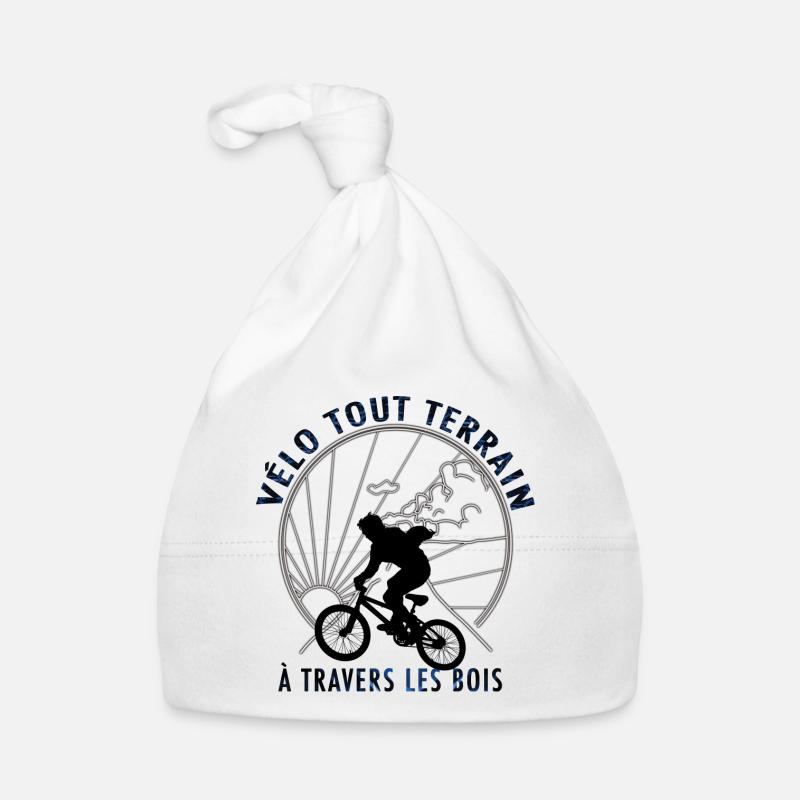Vélo tout terrain à travers les bois - Bonnet bio Bébé - blanc