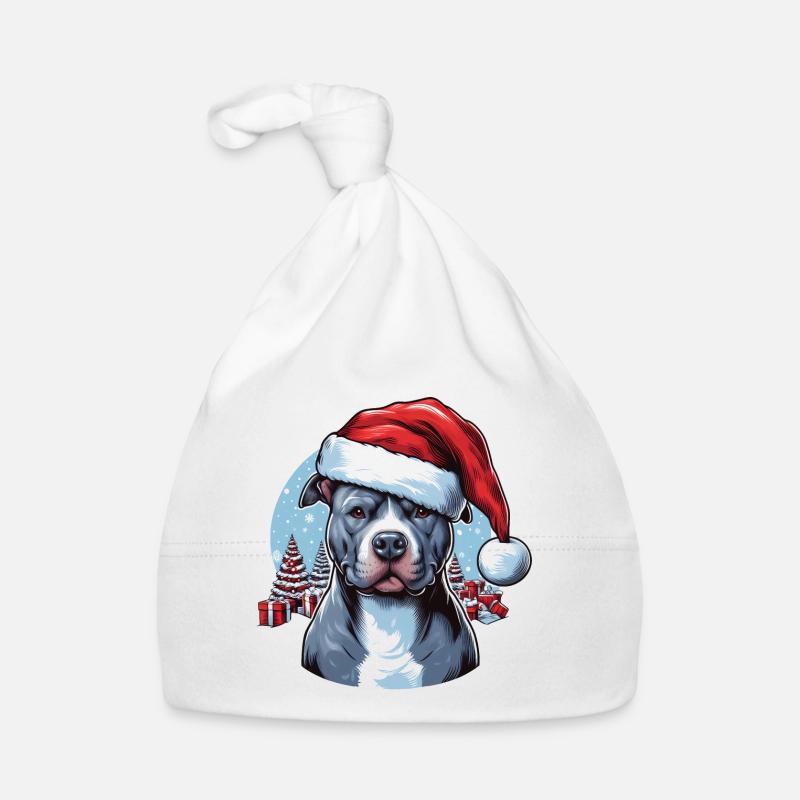 Cadeaux de Noël Pitbull - Bonnet bio Bébé - blanc