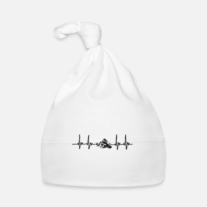 Montagnes Heartbeat Randonnée Pulse Ekg Mountaineer - Bonnet bio Bébé - blanc