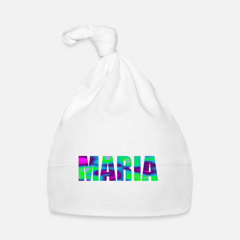 Prénom Maria en lettres majuscules colorées Bonnet bio Bébé