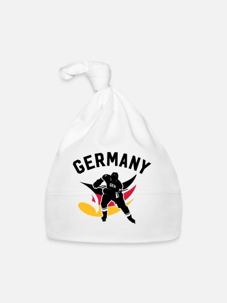 GERMANY EISHOCKEY STÜRMER MIT ADLER - Baby Bio-Mütze - Weiß - Vorne