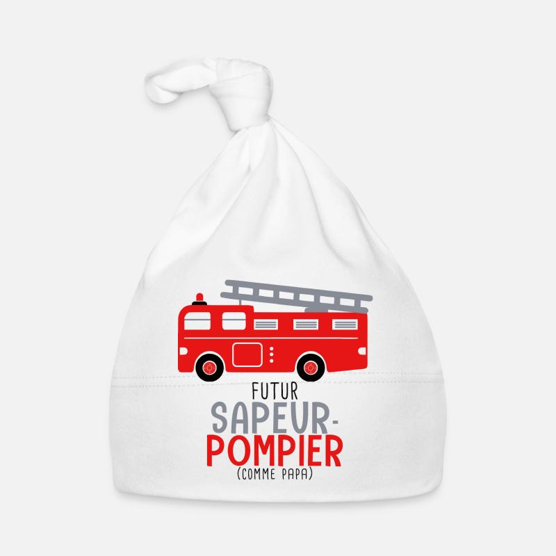 Pompiers futur sapeurs pompiers comme papa pompier - Bonnet bio Bébé - blanc