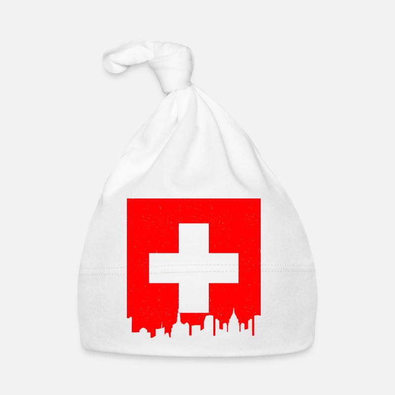 Schweiz Flagge Vintage Kreuz Used Look Schweizer Baby Bio-Mütze