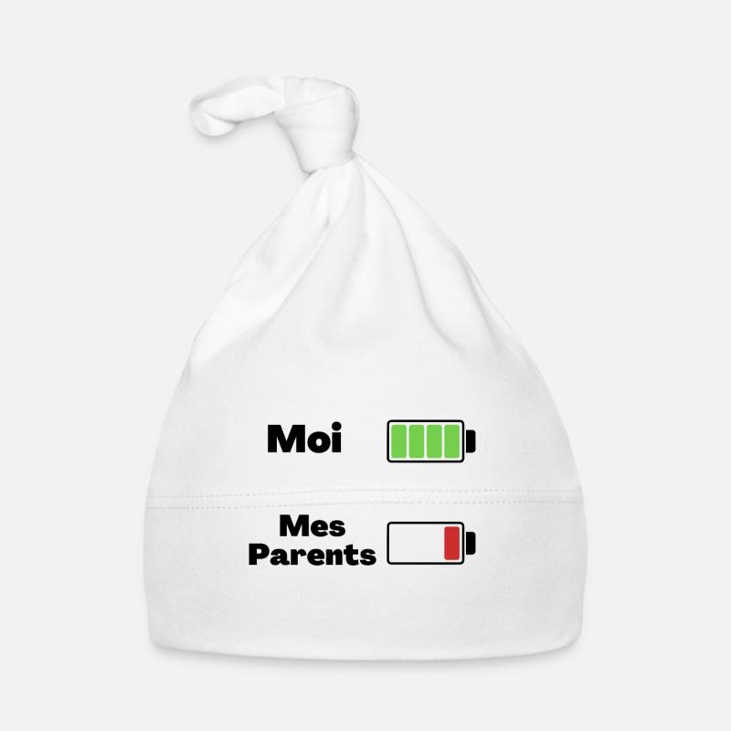 Moi et mes Parents Humour - Bonnet bio Bébé - blanc
