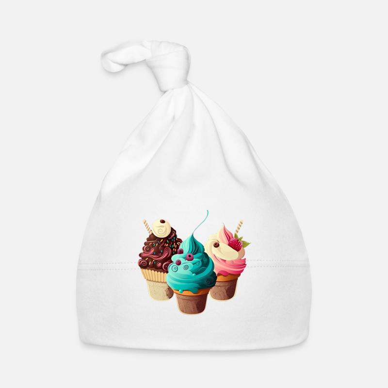 Cupcakes - Baby Bio-Mütze - Weiß