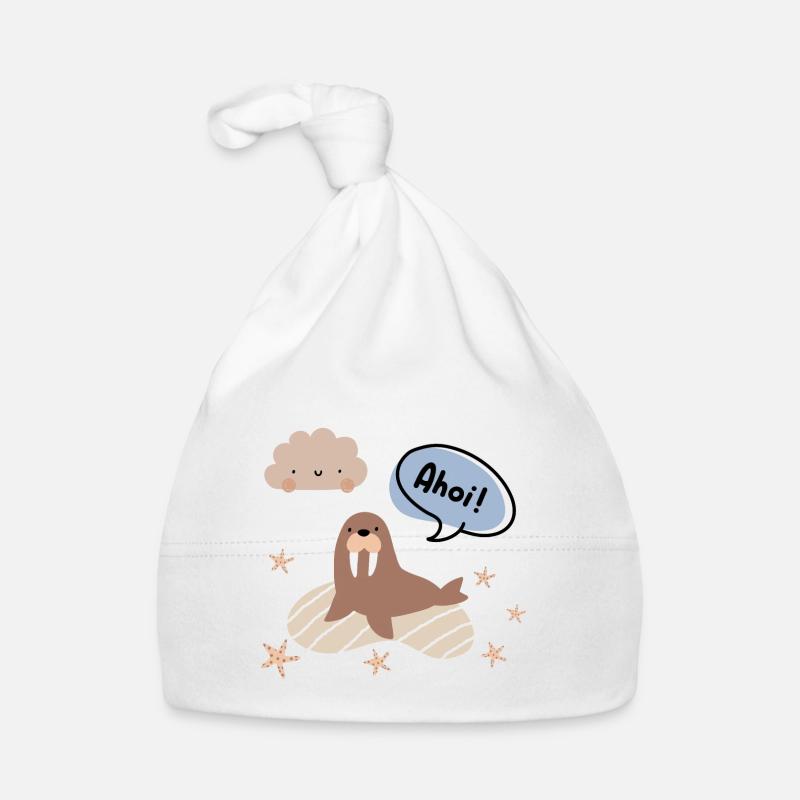 Ahoy! Walrus and Starfish | Coastal Design | Boho Organic Baby Cap
