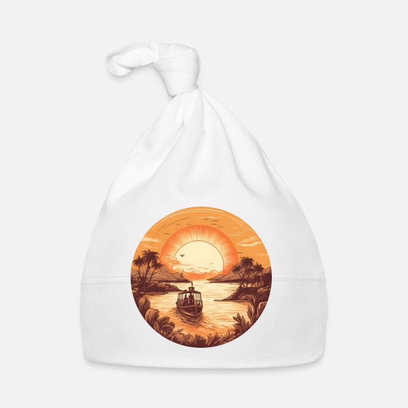 boot im Sonnenuntergang Baby Bio-Mütze