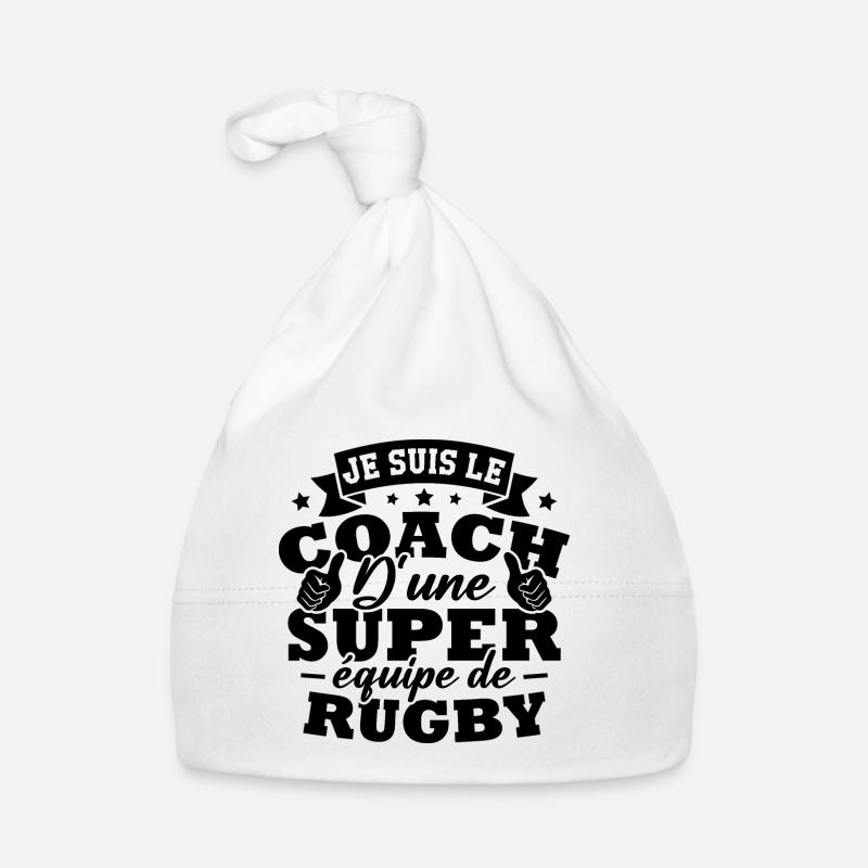 Je suis le coach d une super équipe de rugby - Bonnet bio Bébé - blanc