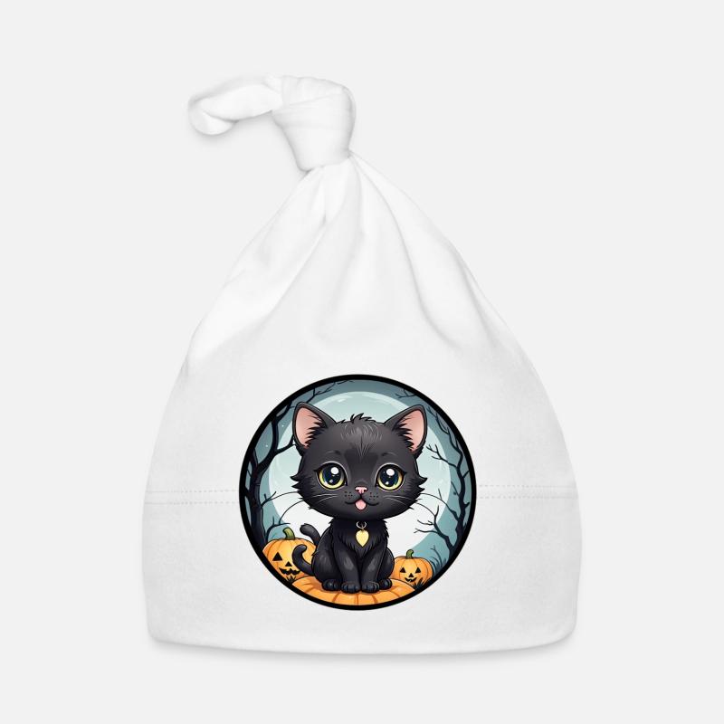 Halloween - Black Cat Full Moon Pumpkins Organic Baby Cap