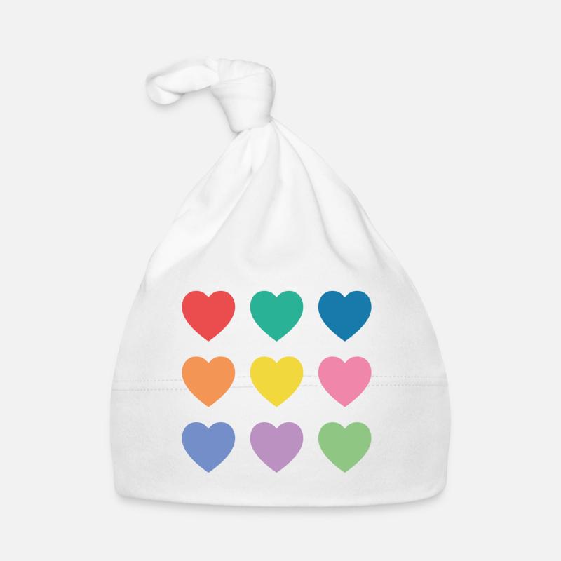 Multicolour hearts Organic Baby Cap