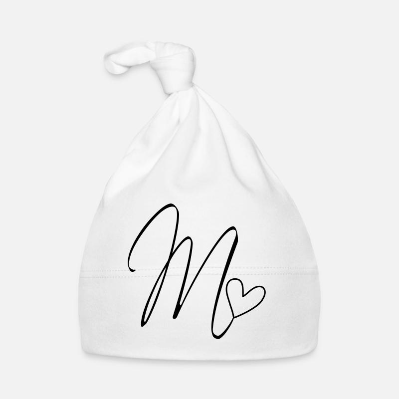 Letter M Letter-M Calligraphy Organic Baby Cap