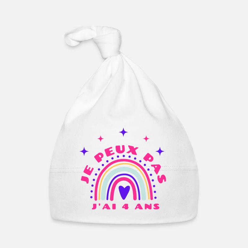 Je peux pas j'ai 4 ans - Bonnet bio Bébé - blanc