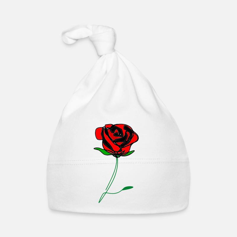 🌹❤️✦°Romantic Red Rose-Timeless Rose Line Art Organic Baby Cap