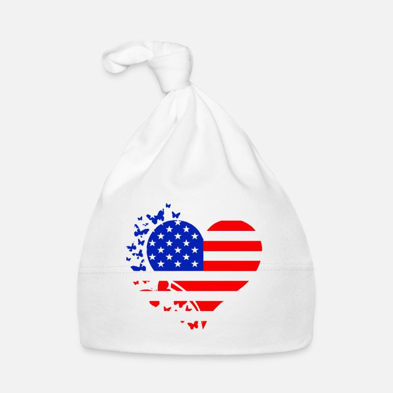 Heart US Flag Organic Baby Cap