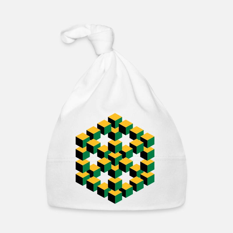 Figure impossible imagination géométrie cube Escher - Bonnet bio Bébé - blanc