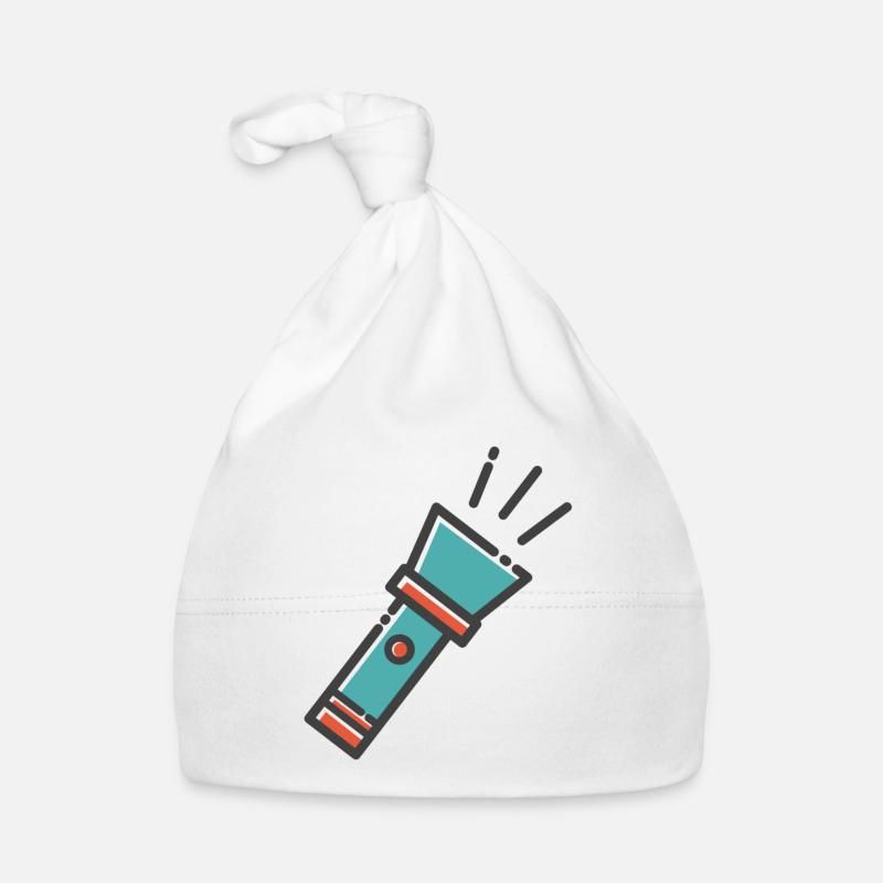 lampe de poche - Bonnet bio Bébé - blanc
