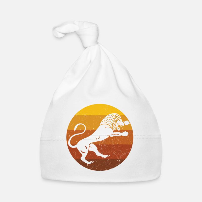 Lion - Retro africain - Bonnet bio Bébé - blanc