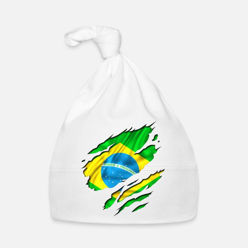 brasil brazil brésil - Bonnet bio Bébé - blanc