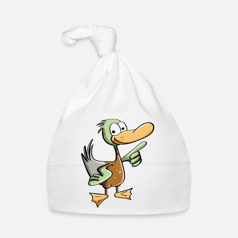 drôle - canard comique - Bonnet bio Bébé - blanc