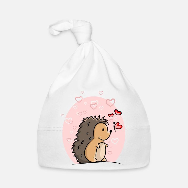 Igel mit Herzen - Baby Bio-Mütze - Weiß