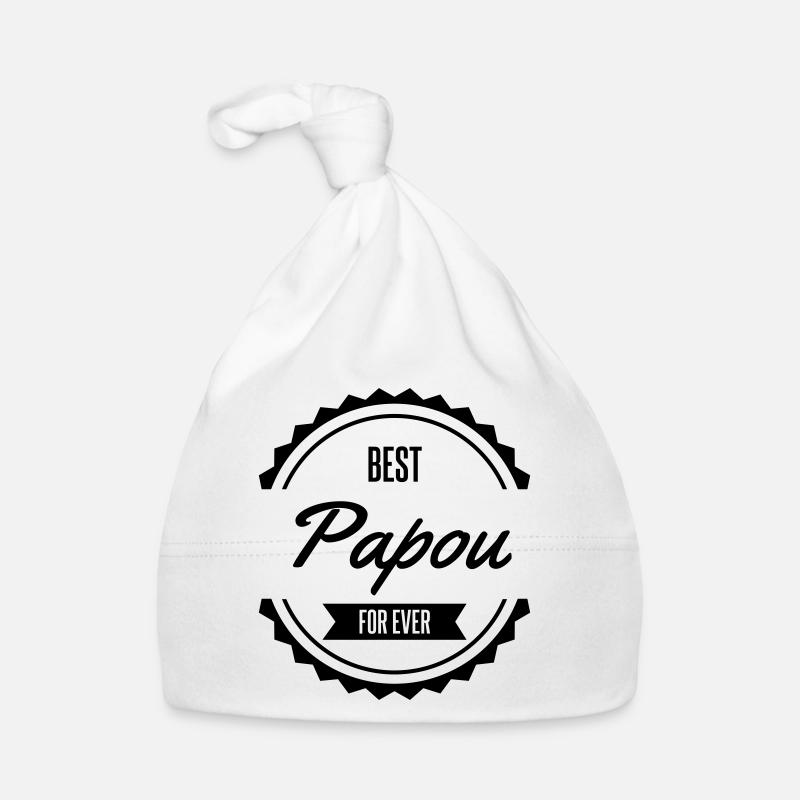 best papou papa father παππούς - Bonnet bio Bébé - blanc