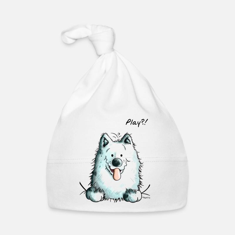 Samoyède Play - Samoyeds - Sabaka - Sobaka - Bonnet bio Bébé - blanc