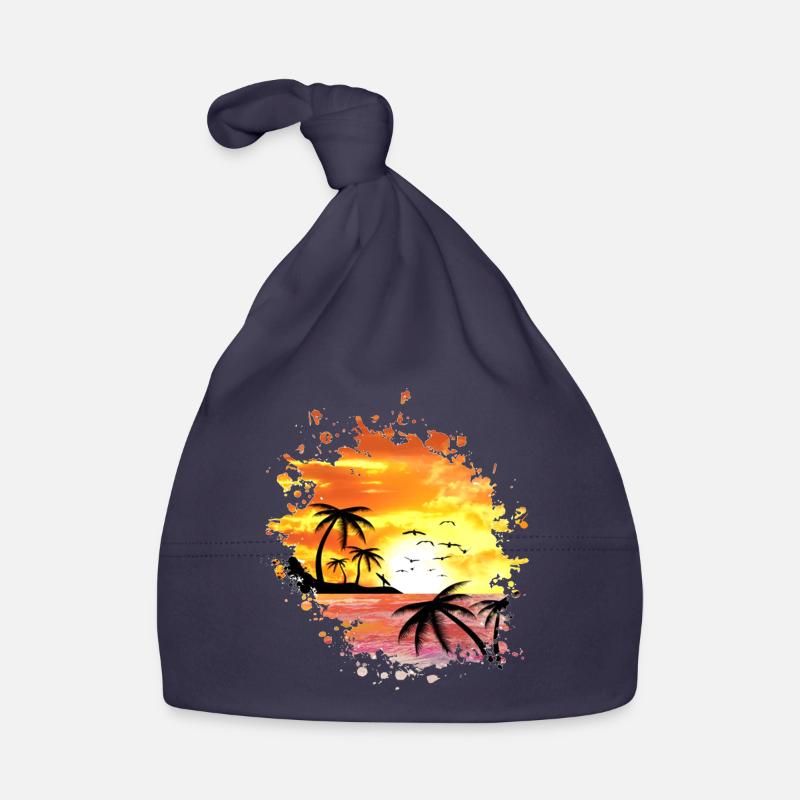 COUCHER DU SOLEIL, vacances, plage, sunset, sun Bonnet bio Bébé