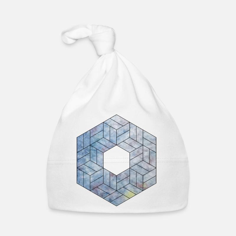 hexagones noir et blanc - Bonnet bio Bébé - blanc