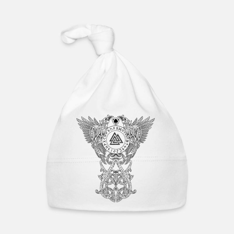 celte arbre corbeaux d’odin - Bonnet bio Bébé - blanc