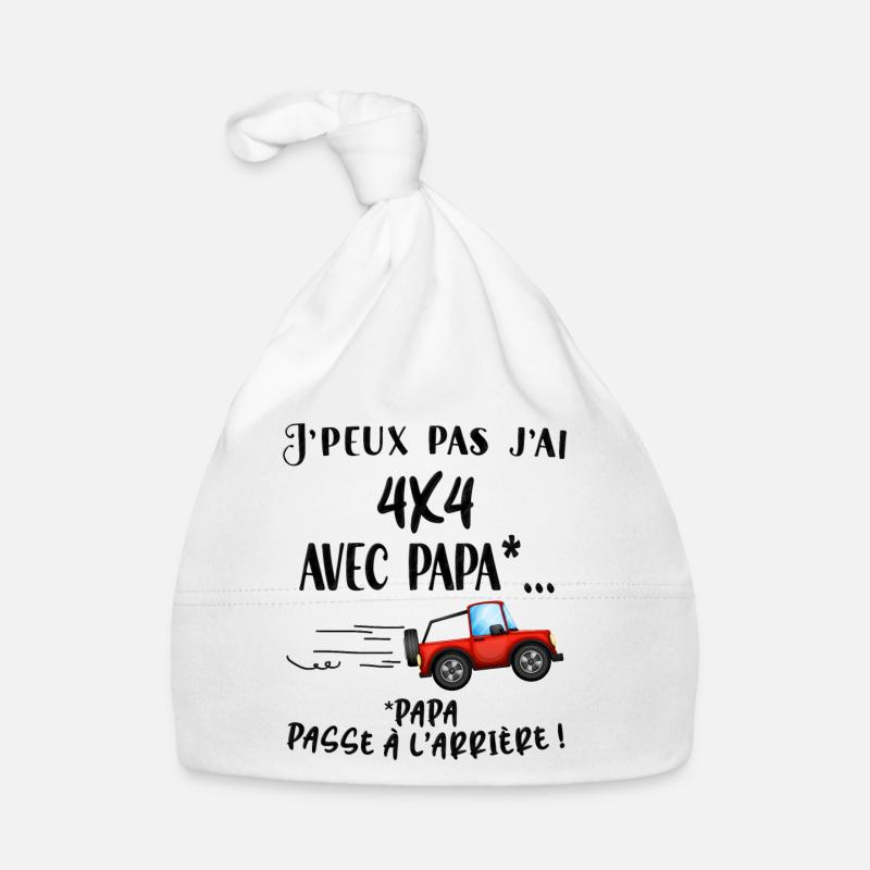 bébé 4x4 avec papa - Bonnet bio Bébé - blanc
