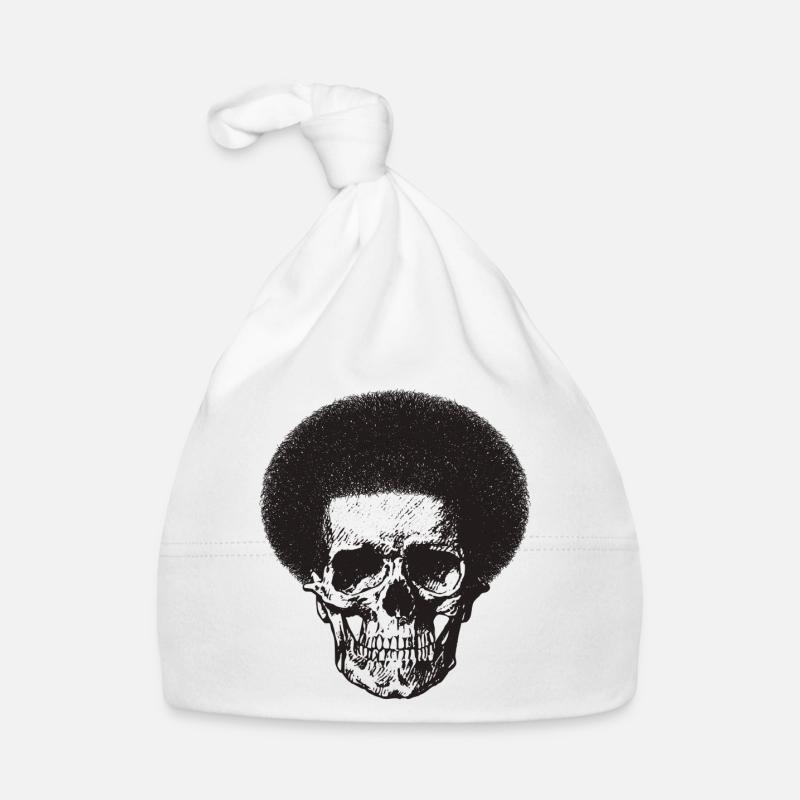 Crâne avec la coiffure afro. - Bonnet bio Bébé - blanc