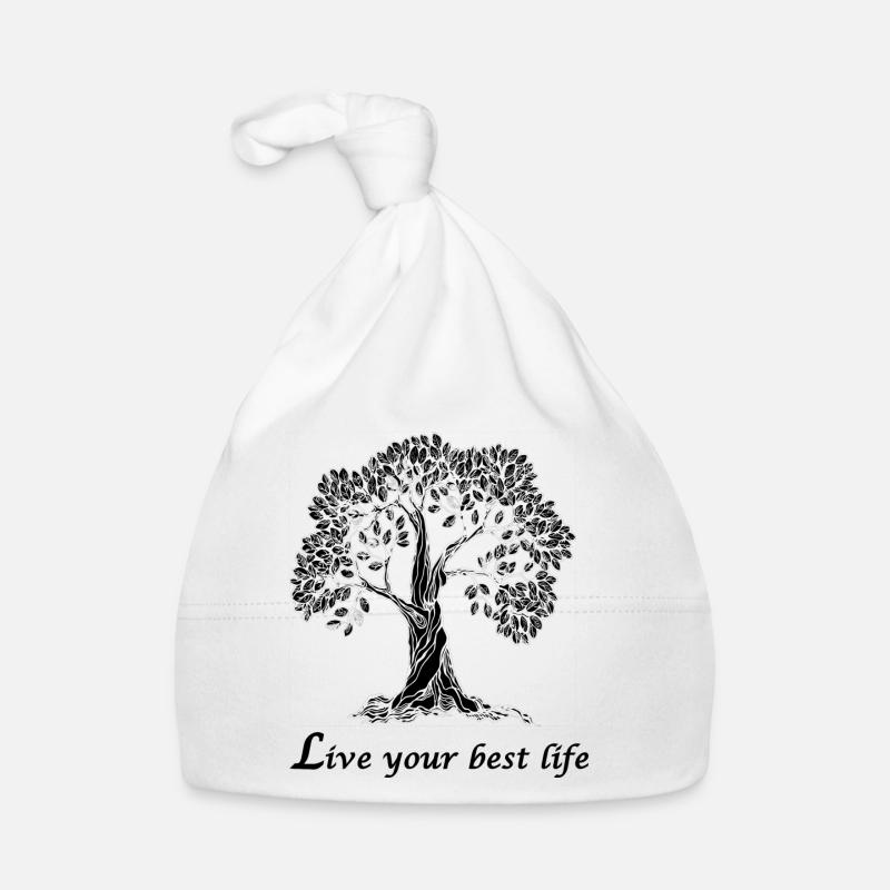 Schwarzer Baum - Baby Bio-Mütze - Weiß