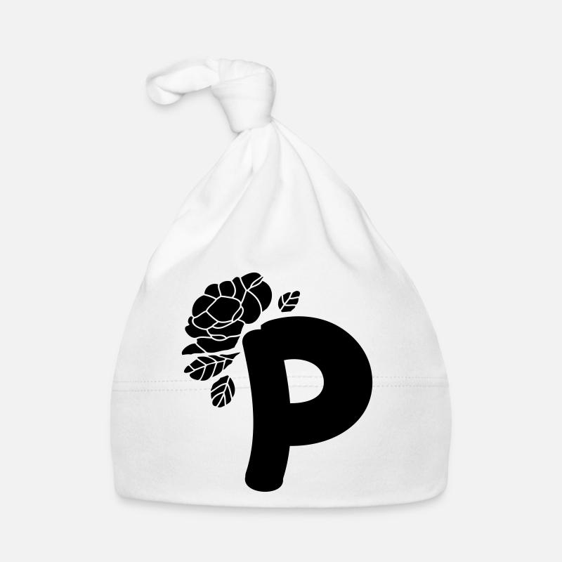 Alphabet Lettre P avec fleur Bonnet bio Bébé