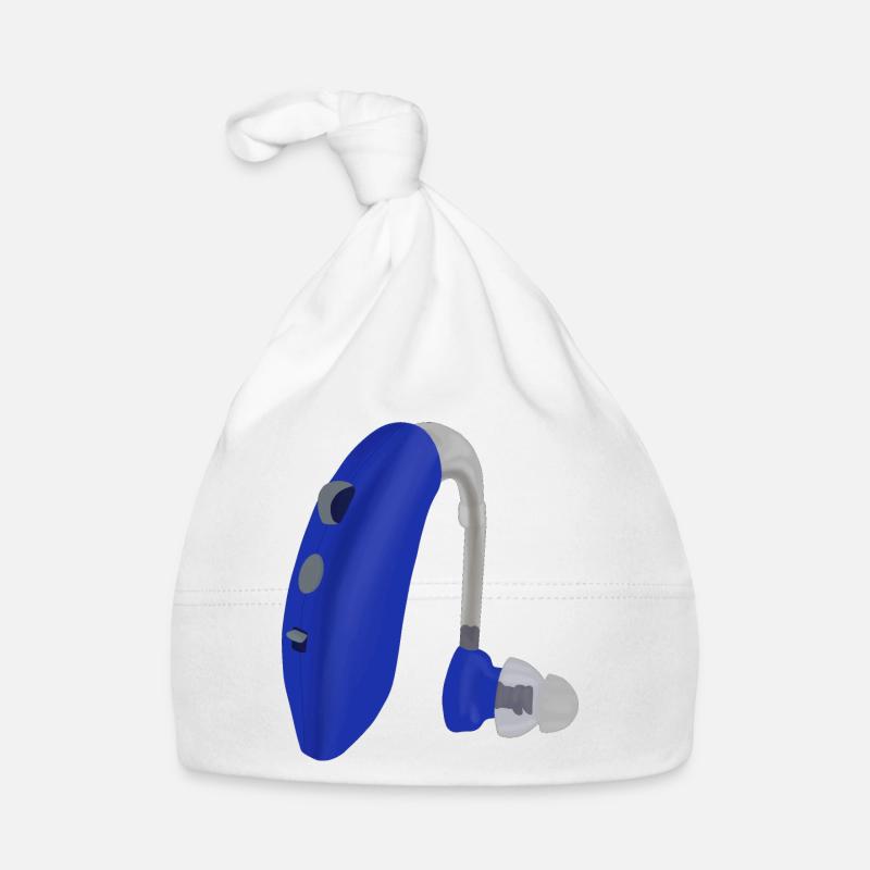 Une aide auditive bleue Bonnet bio Bébé