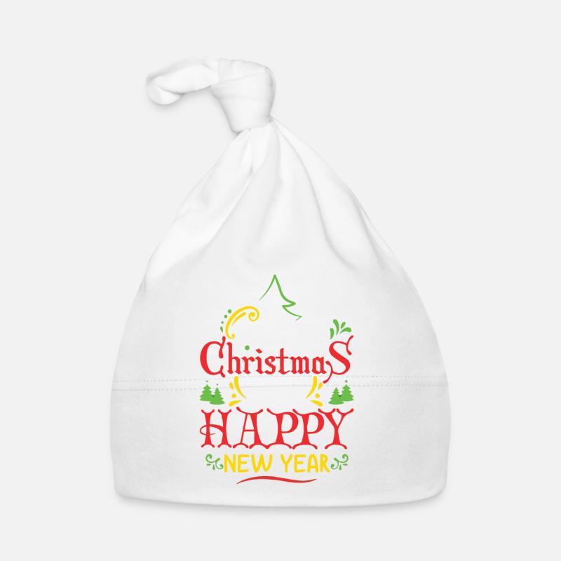Joyeux Noël et bonne année - Bonnet bio Bébé - blanc