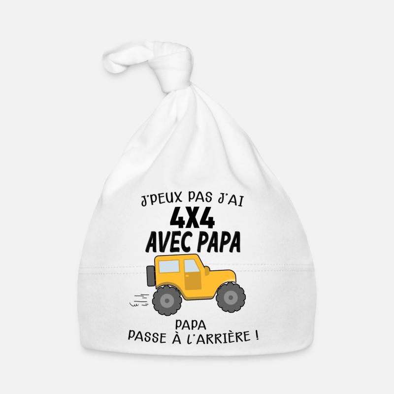 Bebe voiture papa Idée Cadeau Naissance - Bonnet bio Bébé - blanc