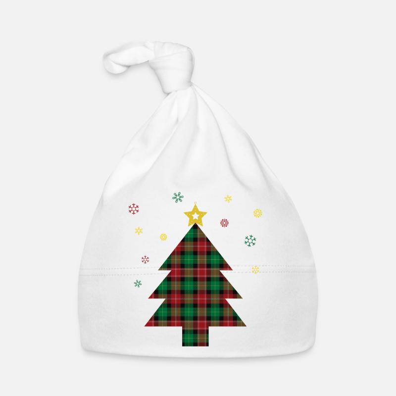 Christmas tree plaid print Organic Baby Cap