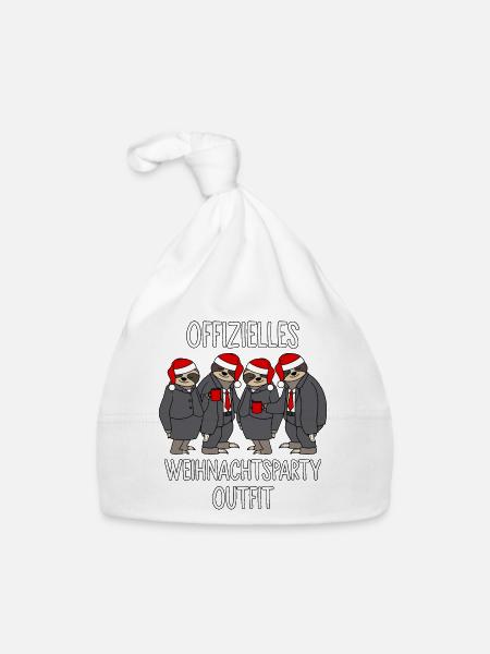 Offizielles Weihnachtsparty 2025 Outfit Faultiere - Baby Bio-Mütze - Weiß - Vorne