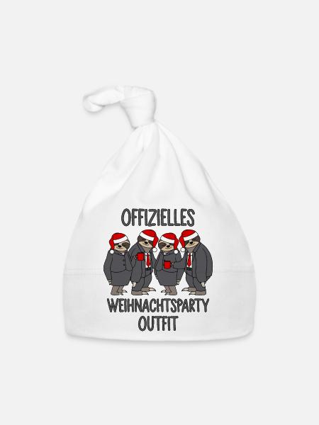 Faultiere Offizielles Weihnachtsparty Outfit 2025 - Baby Bio-Mütze - Weiß - Vorne